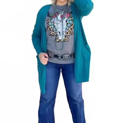 Texas True Threads Hacci Cardigan In Teal