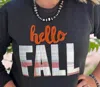 Texas True Threads Hello Fall Applique Sweatshirts In Charcoal In Black