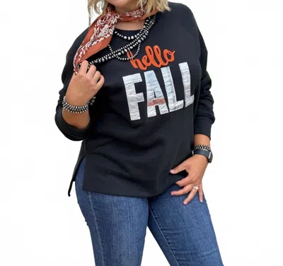 Texas True Threads Hello Fall Long Sleeve Sweatshirt In Black