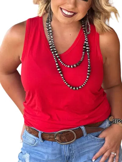 Texas True Threads Jules Vneck Sleeveless Tops In Red