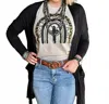 Texas True Threads Mid-length Cardigan In Solid Black