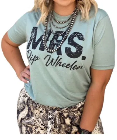 Texas True Threads Mrs. Rip Wheeler Graphic Tee In Stonewash Green