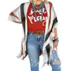 Texas True Threads Plaid Stacie Plaid Kimono In Ivory Multi In White