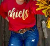 Texas True Threads Puff Ink Chiefs Crewneck Sweatshirt - Plus In Red / Metallic Gold