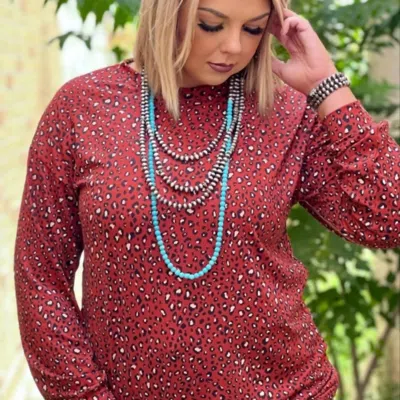 Texas True Threads Remi Leopard Top In Rust In Animal Print