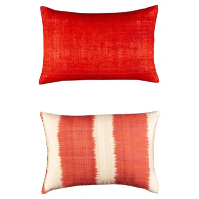 Pre-owned Textile Cultures Vintage Konya Wool Pillow Covers (pair) In Red