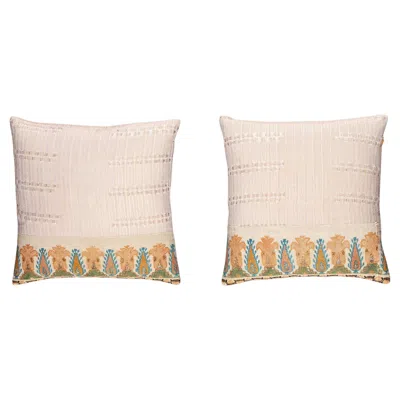 Pre-owned Textile Cultures Vintage Ottoman Linen Pillow Covers (pair) In Sand