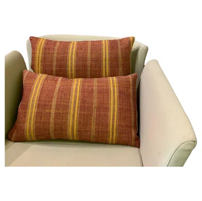 Pre-owned Textile Cultures Vintage Striped Turkmen Pillow Covers (pair) In Brown