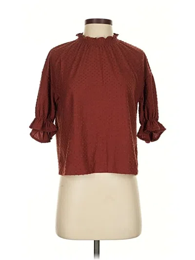Pre-owned Texture & Thread Madewell 3/4 Sleeve Blouse In Burgundy