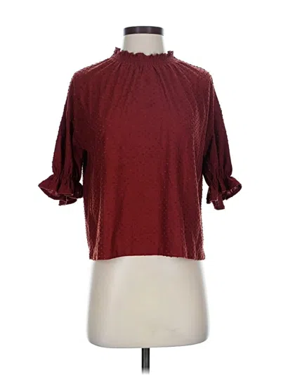Pre-owned Texture & Thread Madewell 3/4 Sleeve Blouse In Burgundy