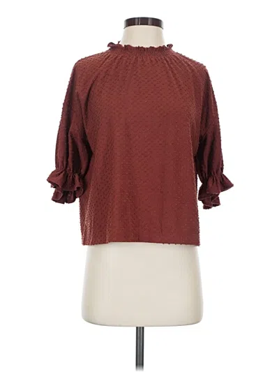 Pre-owned Texture & Thread Madewell 3/4 Sleeve Blouse In Burgundy
