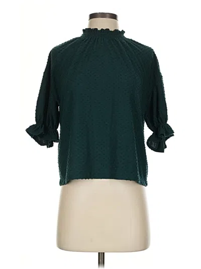 Pre-owned Texture & Thread Madewell 3/4 Sleeve Blouse In Green