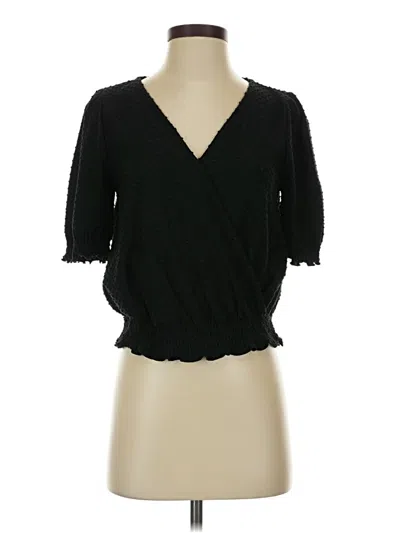 Pre-owned Texture & Thread Madewell 3/4 Sleeve Top Black V-neck Tops