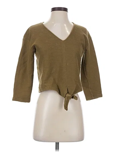 Pre-owned Texture & Thread Madewell 3/4 Sleeve Top Brown V Neck Tops