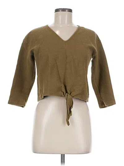 Pre-owned Texture & Thread Madewell 3/4 Sleeve Top Brown V Neck Tops