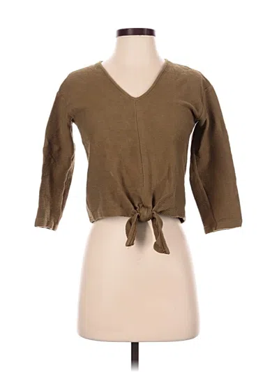 Pre-owned Texture & Thread Madewell 3/4 Sleeve Top Brown V-neck Tops