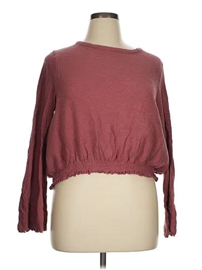 Pre-owned Texture & Thread Madewell 3/4 Sleeve Top Burgundy Boatneck Tops