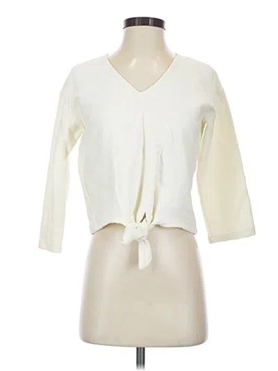 Pre-owned Texture & Thread Madewell 3/4 Sleeve Top Ivory Plunge Neckline Tops