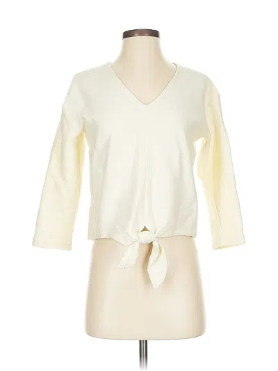 Pre-owned Texture & Thread Madewell 3/4 Sleeve Top Ivory V Neck Tops In White