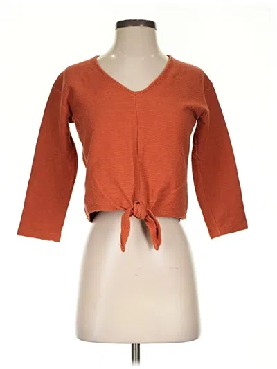Pre-owned Texture & Thread Madewell 3/4 Sleeve Top Orange V Neck Tops