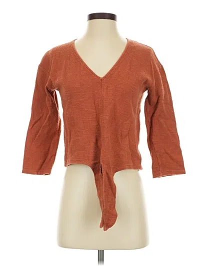 Pre-owned Texture & Thread Madewell 3/4 Sleeve Top Orange V-neck Tops
