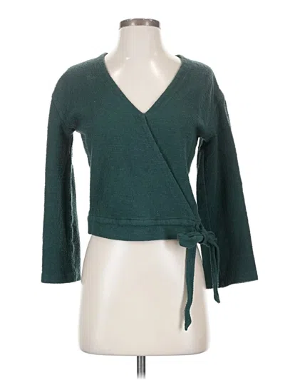 Pre-owned Texture & Thread Madewell 3/4 Sleeve Top Teal Plunge Neckline Tops