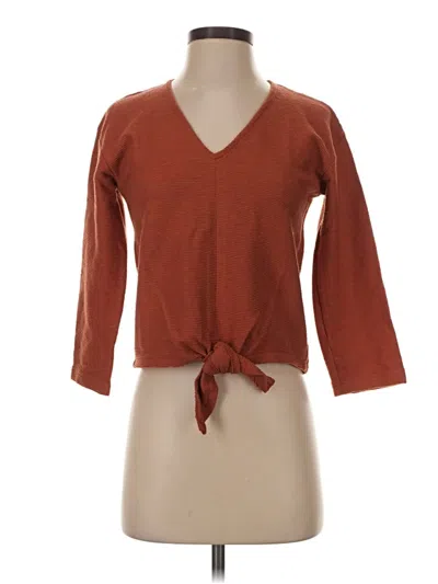 Pre-owned Texture & Thread Madewell 3/4 Sleeve T-shirt In Brown