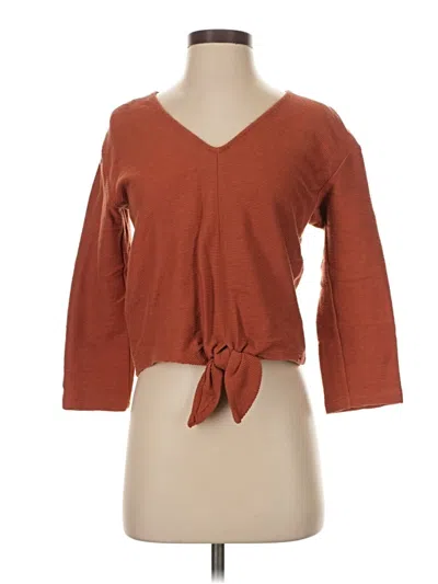 Pre-owned Texture & Thread Madewell 3/4 Sleeve T-shirt In Brown