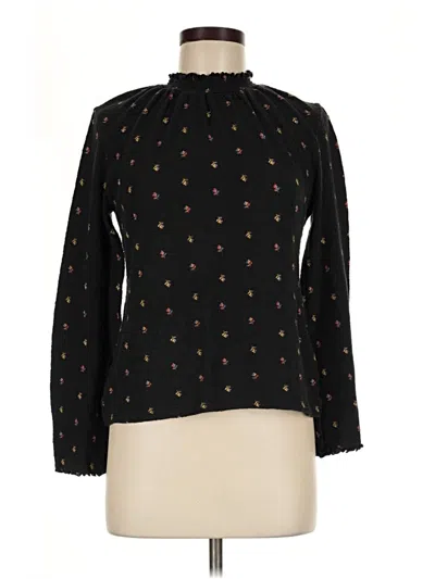Pre-owned Texture & Thread Madewell Long Sleeve Blouse In Black