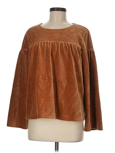 Pre-owned Texture & Thread Madewell Long Sleeve Blouse In Brown