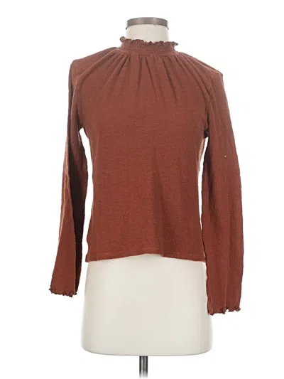 Pre-owned Texture & Thread Madewell Long Sleeve Blouse In Brown