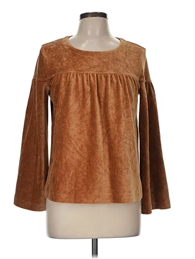 Pre-owned Texture & Thread Madewell Long Sleeve Blouse In Brown