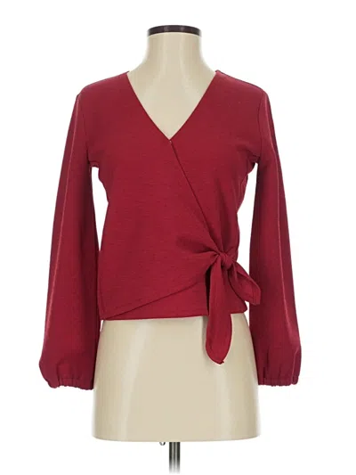 Pre-owned Texture & Thread Madewell Long Sleeve Blouse In Burgundy