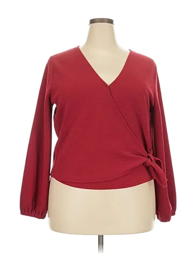 Pre-owned Texture & Thread Madewell Long Sleeve Blouse In Burgundy