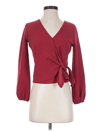 Pre-owned Texture & Thread Madewell Long Sleeve Blouse In Burgundy