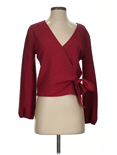 Pre-owned Texture & Thread Madewell Long Sleeve Blouse In Burgundy