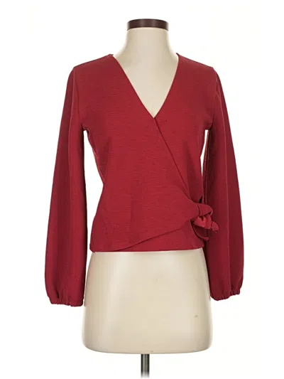 Pre-owned Texture & Thread Madewell Long Sleeve Blouse In Burgundy