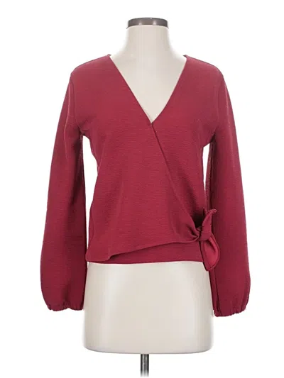 Pre-owned Texture & Thread Madewell Long Sleeve Blouse In Burgundy