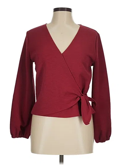 Pre-owned Texture & Thread Madewell Long Sleeve Blouse In Burgundy