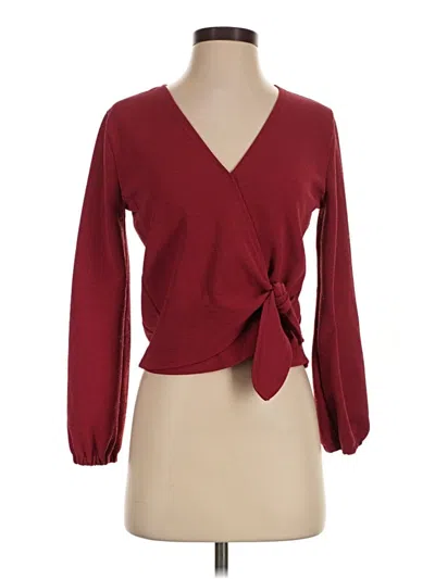 Pre-owned Texture & Thread Madewell Long Sleeve Blouse In Burgundy