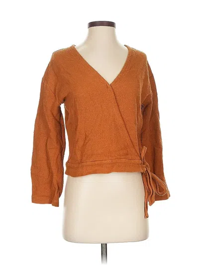 Pre-owned Texture & Thread Madewell Long Sleeve Blouse In Orange