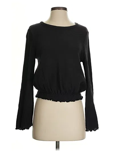 Pre-owned Texture & Thread Madewell Long Sleeve Top Black Boatneck Tops