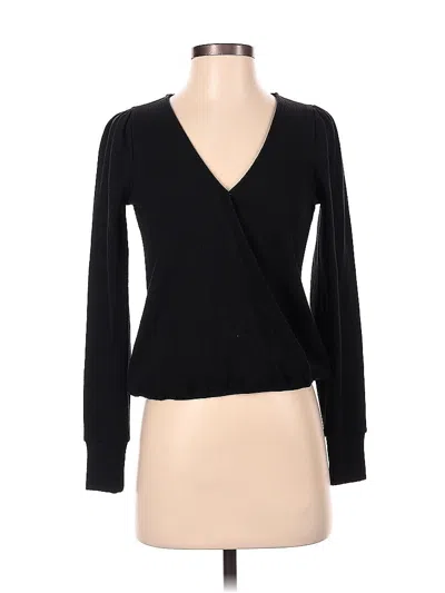Pre-owned Texture & Thread Madewell Long Sleeve Top Black Plunge Neckline Tops