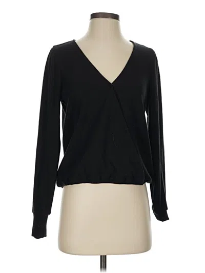 Pre-owned Texture & Thread Madewell Long Sleeve Top Black Plunge Neckline Tops