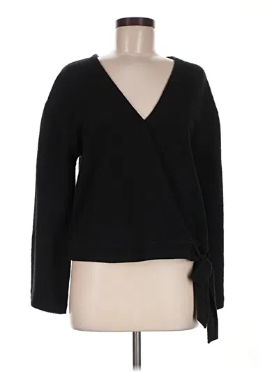 Pre-owned Texture & Thread Madewell Long Sleeve Top Black Plunge Neckline Tops