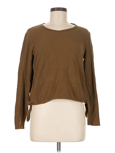 Pre-owned Texture & Thread Madewell Long Sleeve Top Brown Crew Neck Tops