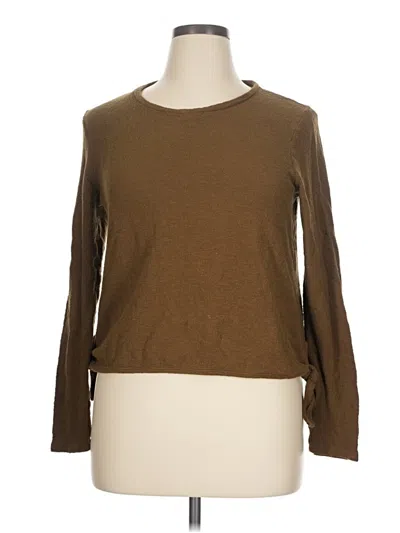 Pre-owned Texture & Thread Madewell Long Sleeve Top Brown Crew Neck Tops