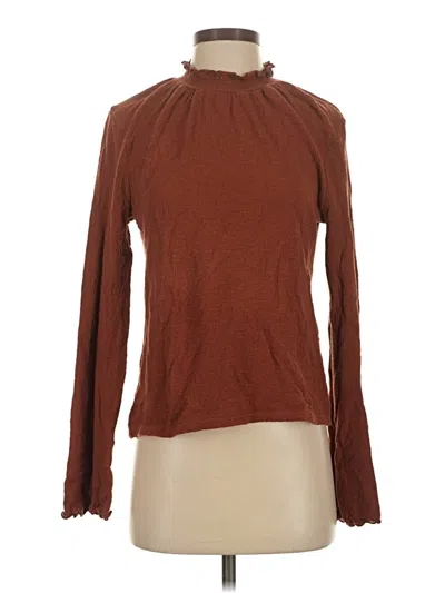 Pre-owned Texture & Thread Madewell Long Sleeve Top Brown Turtleneck Tops