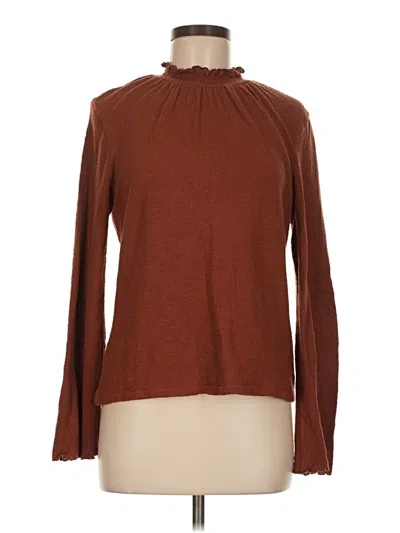 Pre-owned Texture & Thread Madewell Long Sleeve Top Brown Turtleneck Tops