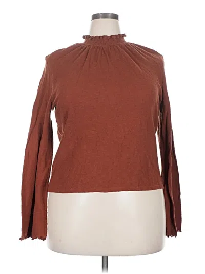 Pre-owned Texture & Thread Madewell Long Sleeve Top Brown Turtleneck Tops
